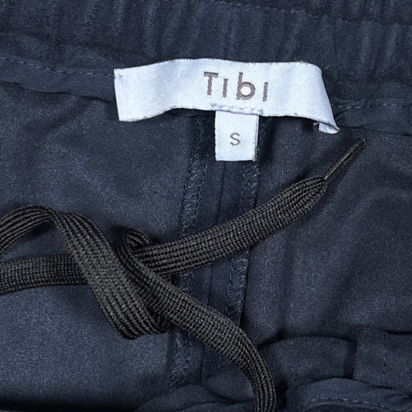 Tibi Ultrasuede Scottie Jogger Navy Blue Straight Relaxed Pants Womens Small - Picture 6 of 9